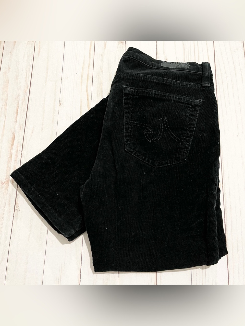 Ag Adriano Goldschmied Black Corduroy The Premiere Straight Jeans Size 27